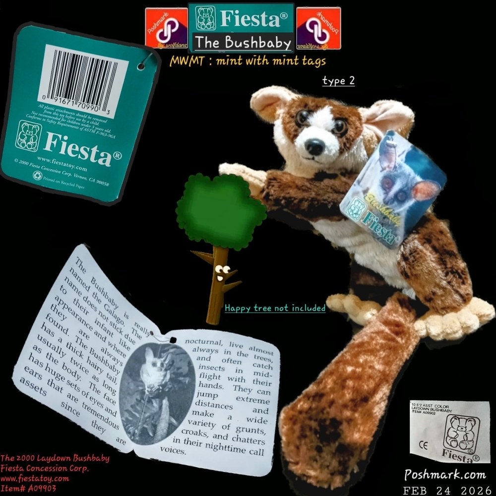Bushbaby - Fiesta Bush baby Plush Toy - Oh So Cute And Huggable- Vintage 2000 T2